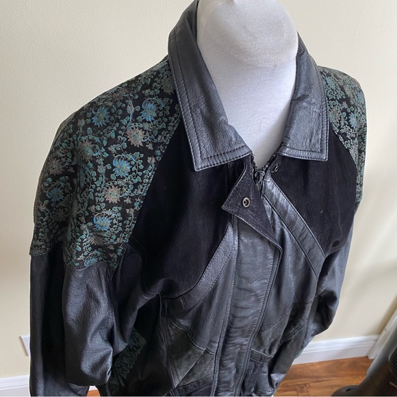 vintage 80s patchwork leather bomber jacket - Picture 11 of 15